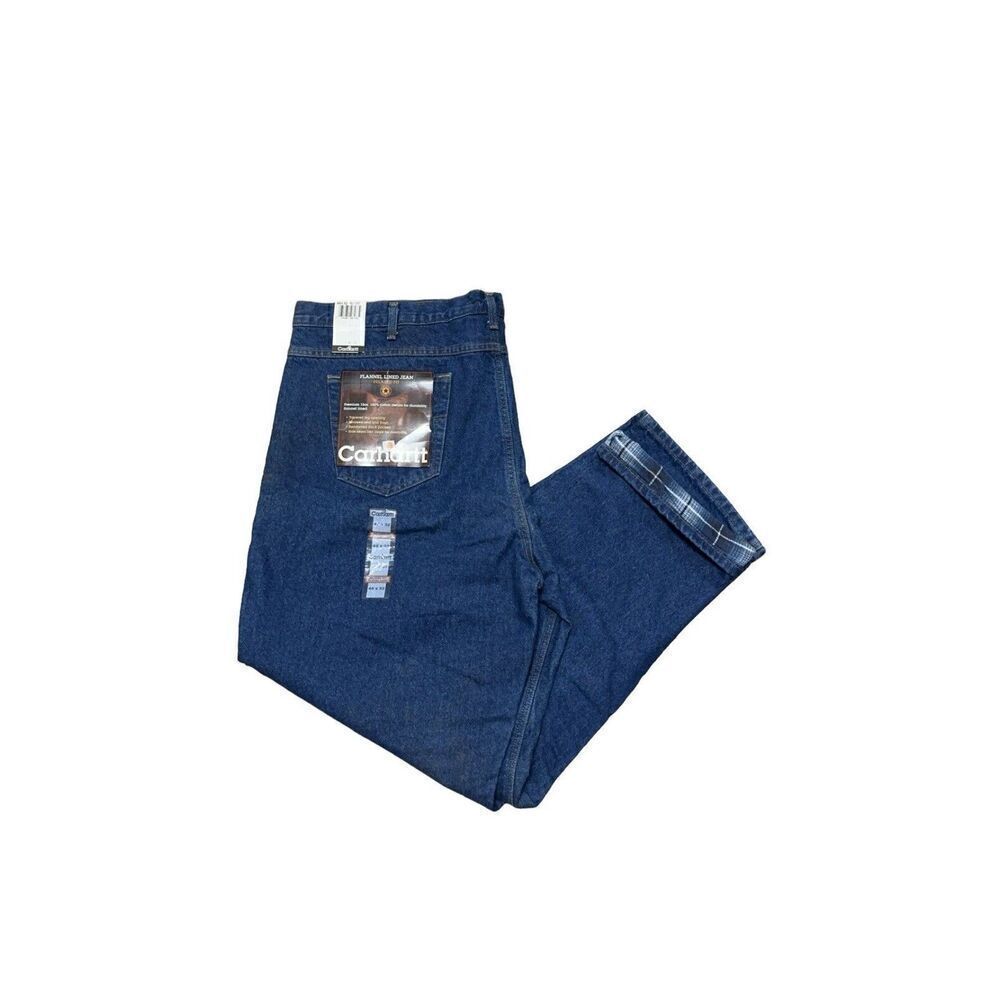 Vintage Carhartt Jeans Flannel Lined B21DST Relaxed Fit Men's 46x32 Med Wash NWT